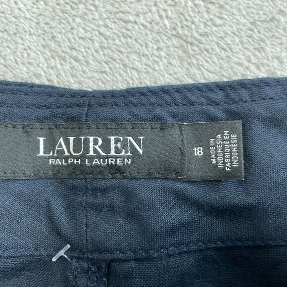 Lauren Ralph Lauren Womens Linen Shorts Size 18 Navy Belt & Pockets NWT 3795 - Picture 4 of 8
